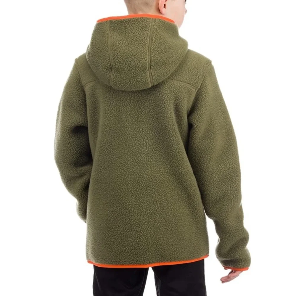 The North Face Olive and Orange Youth Fleece Zip Up Jacket Coat
